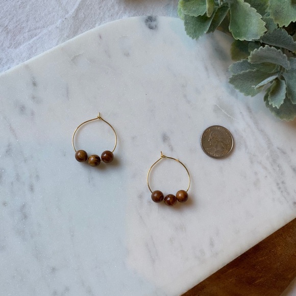 The Poppy - Wooden Dainty Hoops with Beads - Picture 3 of 3